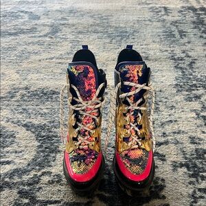 Cape Robbin Pink and Gold Sequin Platform Sneakers